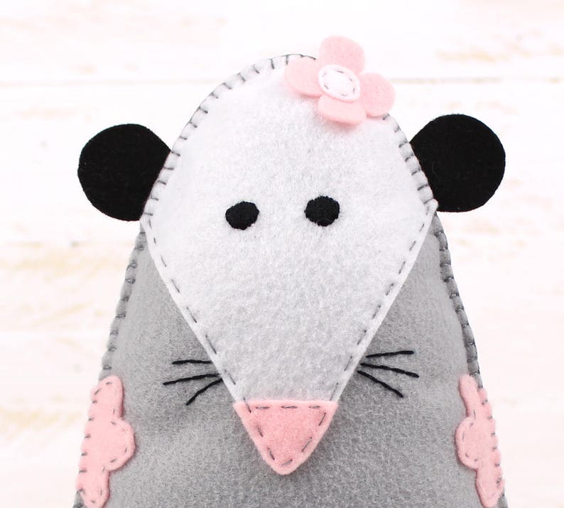 Plush stuffed animal hand sewing pattern that can be a rat or an opossum