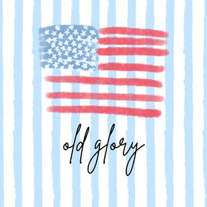 Watercolor USA American Flag Old Glory Blue Stripes