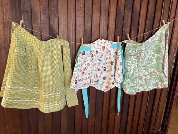 1950s Green Gingham Vintage Half Apron - Etsy