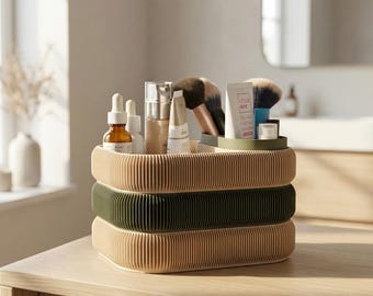 Minimalist Makeup Organizer Stackable | Desk Organizer Modern | Cosmetic Storage Vanity | Pen Holder Organizer | Bathroom Office Organizer