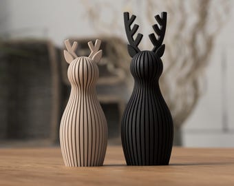 Reno decorativo navideño, figura decorativa minimalista de reno, regalo escandinavo moderno, decoración navideña impresa en 3D, figura de reno