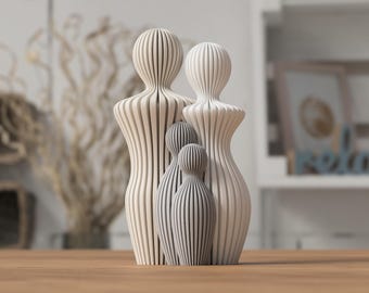 Conjunto de estatuas familiares modernas, figuras familiares, padres e hijos, regalo personalizado, regalo para el Día de la Madre, decoración del hogar, impresión 3D