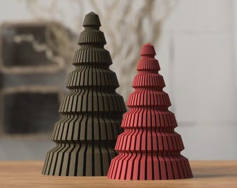 Árboles de Navidad minimalistas de estilo escandinavo: juego de 2 árboles decorativos | Decoración navideña moderna en tonos neutros | Decoración invernal escandinava