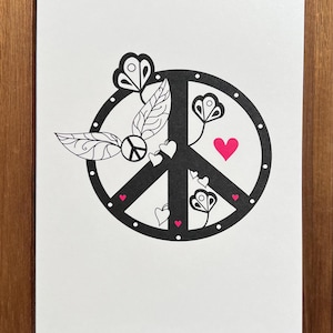 Peace Sign Note Cards with Envelopes: Blank Inside, Box of 5