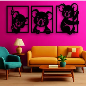 Kinderkamerdecoratie koala: lasergesneden houten muurkunstset
