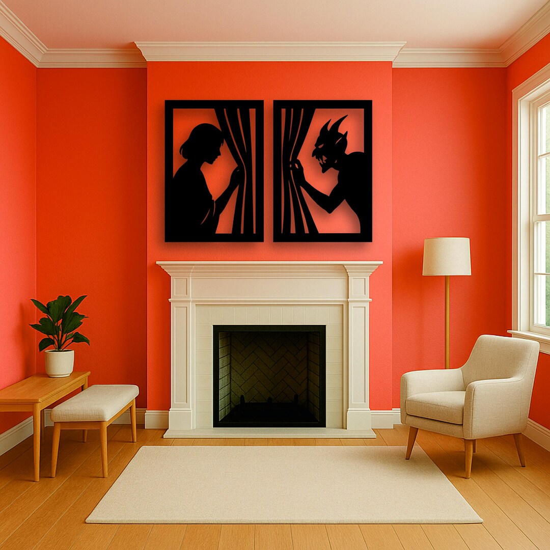 Demon In Window Demon at the Window Wooden Wall Art Set – Two-piece Halloween ...