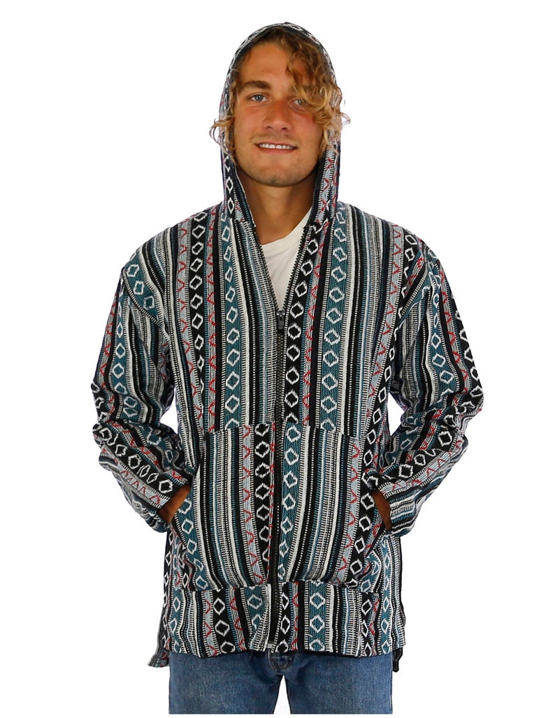 Sunshine Joy Woven Baja Zip up Hoodie Hooded Jacket Drug Rug Etsy