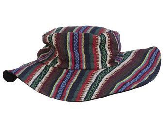 Filippo Catarzi Neon Green, Brown & Cream Striped Wide-Brim Sun Hat The Hats Company Filippo Catarzi Packable Brown Cream Stripe  main image 3