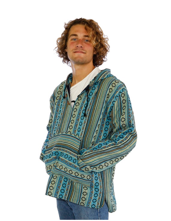Sunshine Joy Woven Baja Pullover Hoodie Hooded Jacket Drug Rug