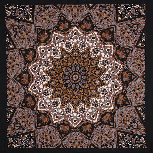 India Star Bandana Brown, Tan & Gray  22x22