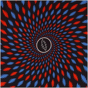 Grateful Dead Lightning Bolts Eclipse Spiral Bandana 22x22&quot; by Sunshine Joy Deadhead Apparel Scarf Headwear Festival Hippie Dog Bandana