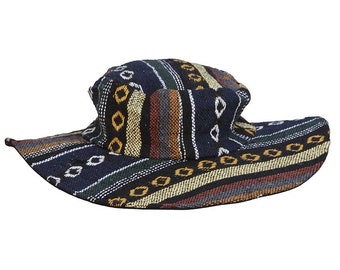 Floppy Woven Hat - Blue/Grey