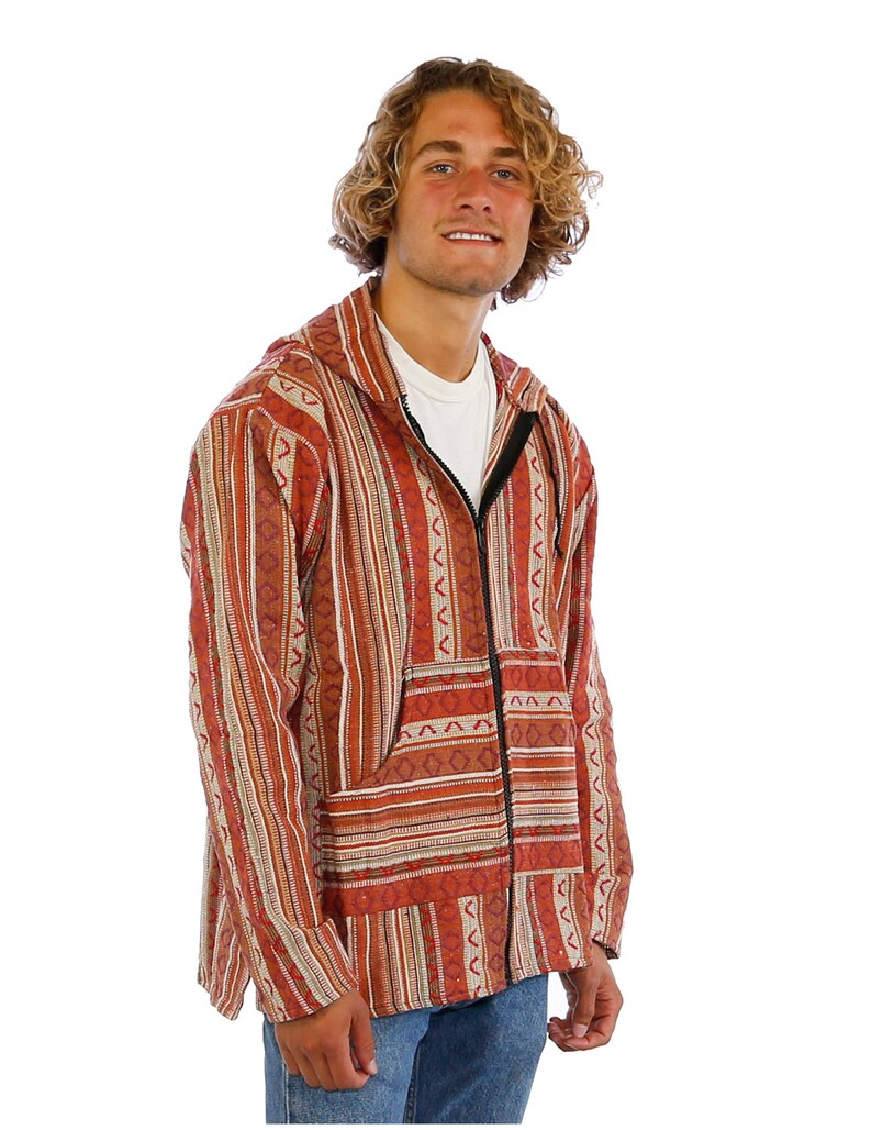 Sunshine Joy Woven Baja Zip Up Hoodie Hooded Jacket Drug Rug Etsy