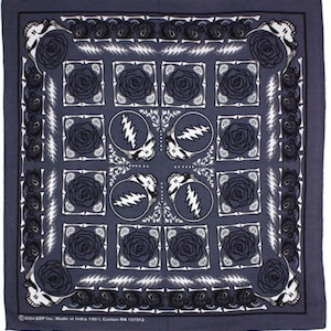 Grateful Dead SYF & Roses Bandana Grey 22x22