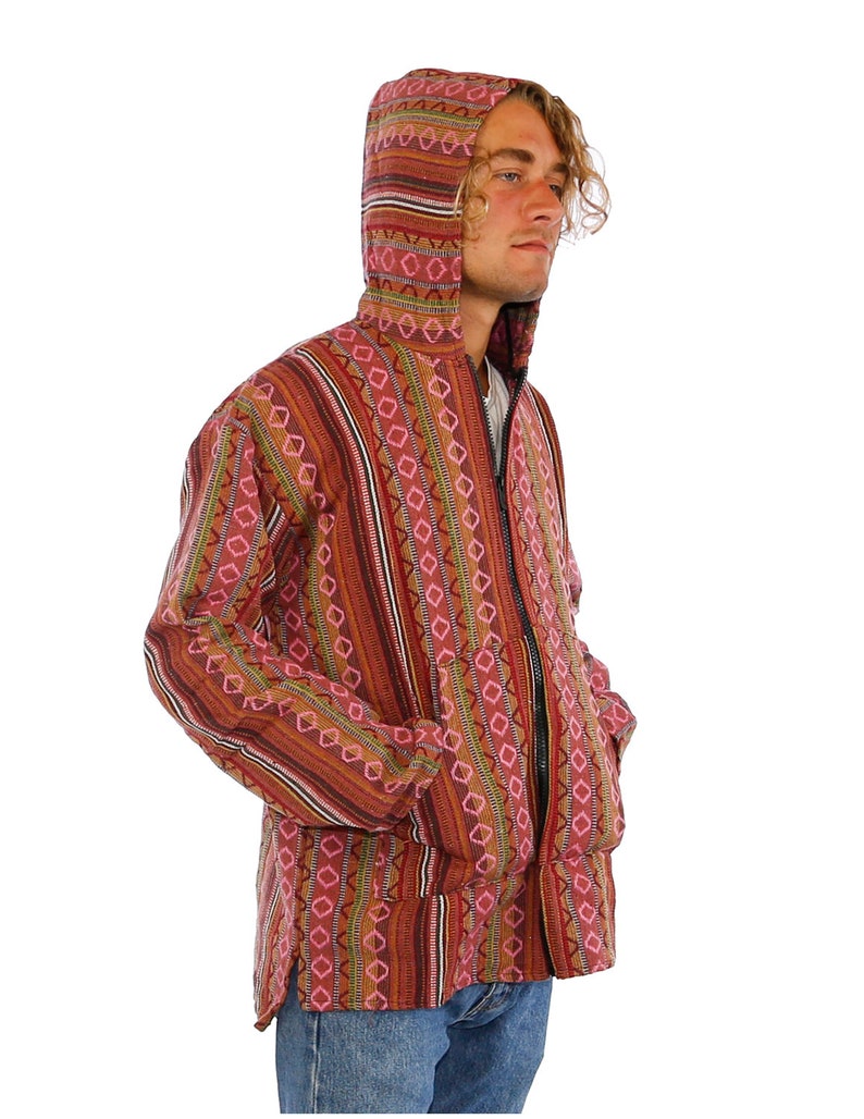 Sunshine Joy Woven Baja Zip up Hoodie Hooded Jacket Drug Rug Etsy