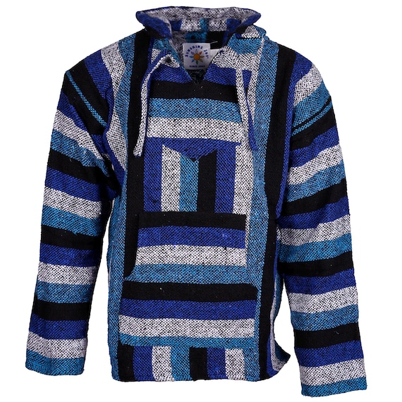 Siesta Mexican Baja Jerga Hoodie Hippie Festival Top In - View #5