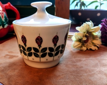 Zuccheriera vintage anni '50 - Porcellana ''Waldershof Bavaria'' - Da collezione, Motivo a rose