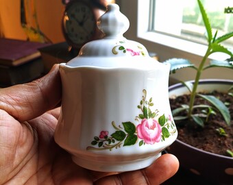 Zuccheriera vintage anni '50 - Porcellana Röslau Bavaria - Da collezione, motivo a rose