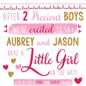 Pink and Gold Baby Shower Invitation - Girl Baby Shower Invite It's A Girl! Baby Sprinkle Typography DIY Printable Invite PDF (Item #176)
