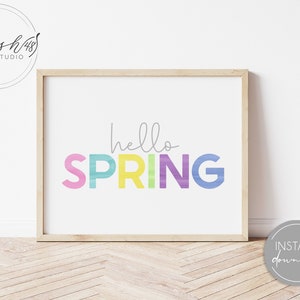 Hello Spring Print, Spring Printable, Spring Home Decor, Spring Wall Art, Home Decor Printable, Easter Home Decor, Easter Printable