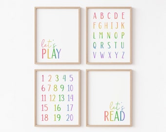 Set of Educational Posters, Classroom Decor, Kids Wall Art, Montessori Classroom Decor, Learning Posters, Homeschool Decor, Alphabet Poster