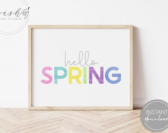 Hello Spring Print, Spring Printable, Spring Home Decor, Spring Wall Art, Home Decor Printable, Easter Home Decor, Easter Printable