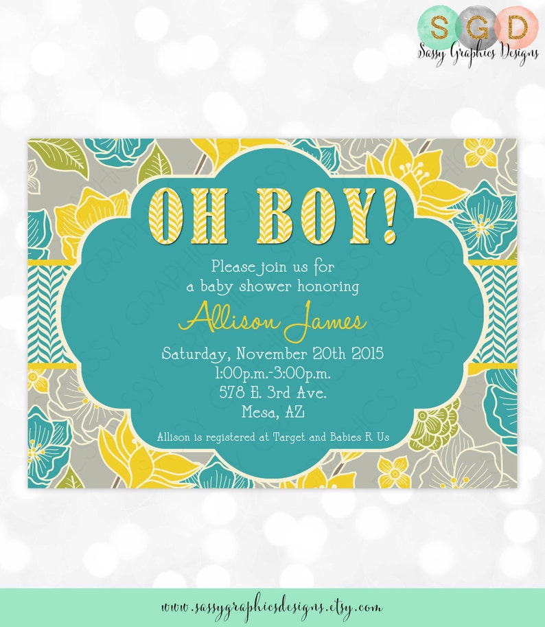 Boy Baby Shower Invitation Baby Boy Invitation Teal Yellow Etsy Boy Baby Shower Invitation Baby Boy Invitation Teal Yellow Etsy