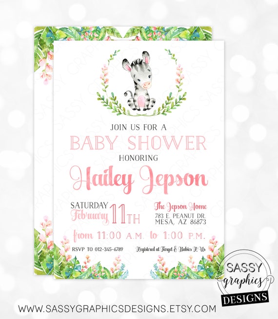 zebra baby shower invitations