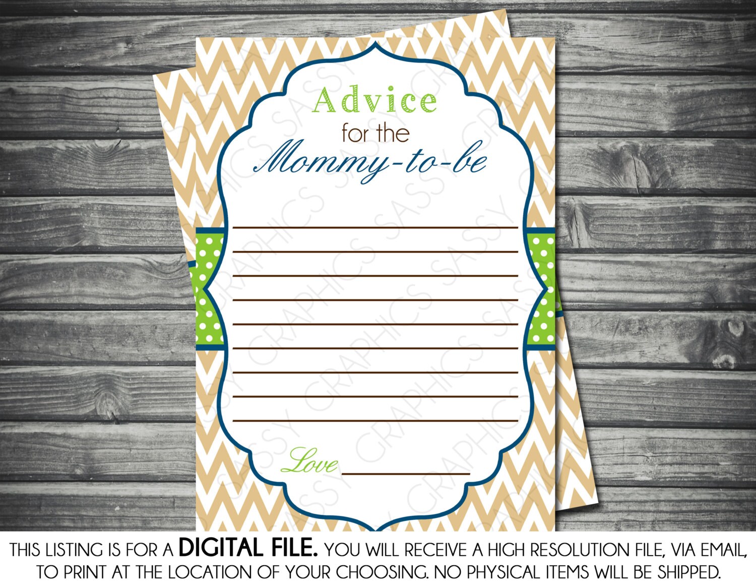 Boys Baby Shower Advice Card Chevron Polka Dots Green Etsy