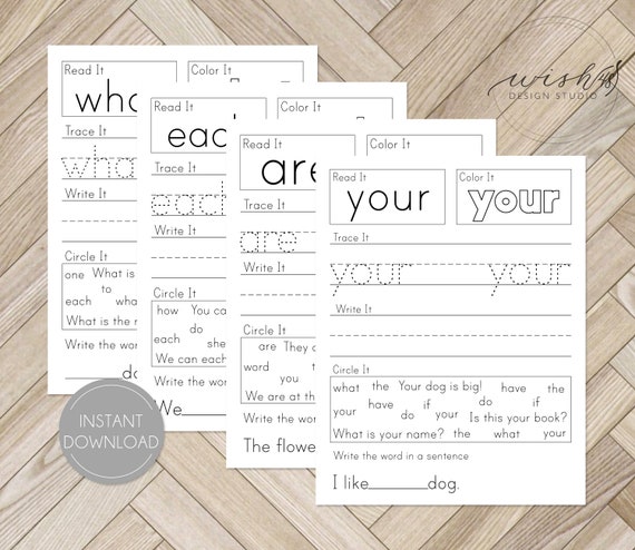 Fry Sight Word Worksheets Printable 50 Sight word Worksheets Kindergarten Worksheets Sight Word Practice Spelling Phonics Homeschool Work Il_570xn