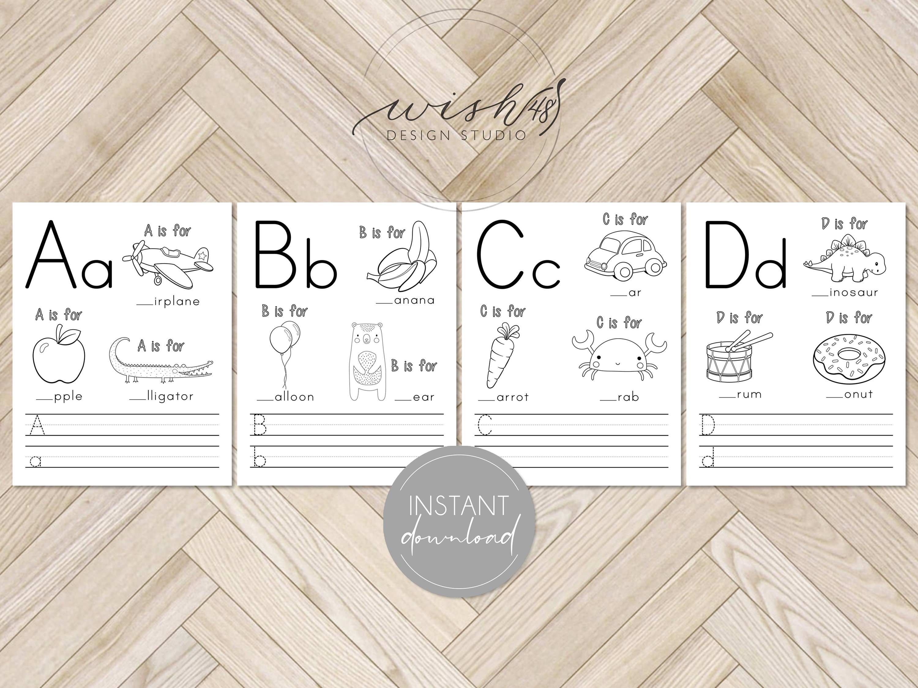 Printable Alphabet Letter Worksheets Preschool Worksheets | Etsy