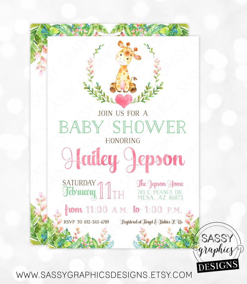 Giraffe Girl Baby Shower Invitation Baby Girl Invite Etsy Giraffe Girl Baby Shower Invitation Baby Girl Invite Etsy
