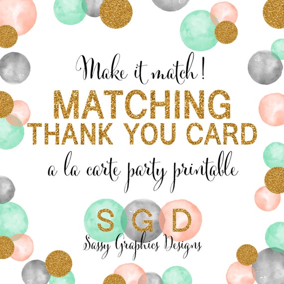 Thank You Card Baby Shower Bridal Shower Birthday Custom Colors Personalized Printable File DIY Thank You Card Printable PDF Il_570xn