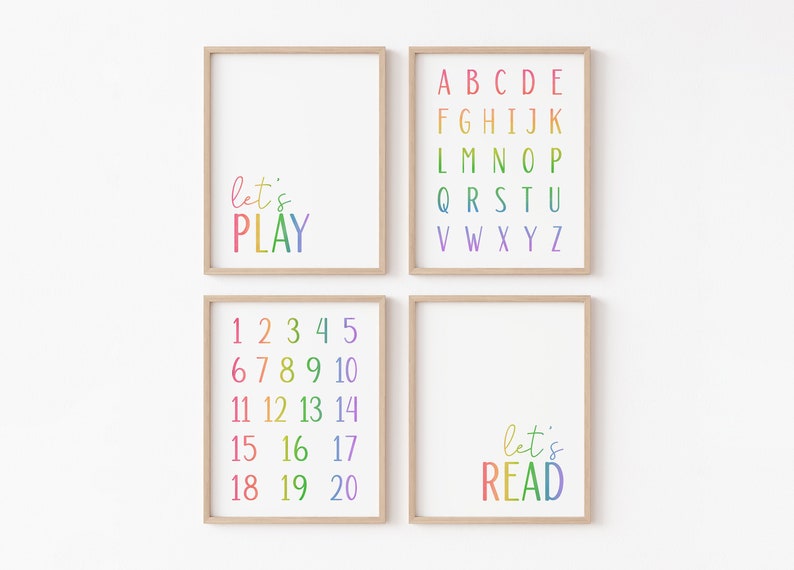 Set of Educational Posters, Classroom Decor, Kids Wall Art, Montessori Classroom Decor, Learning Posters, Homeschool Decor, Alphabet Poster image 1