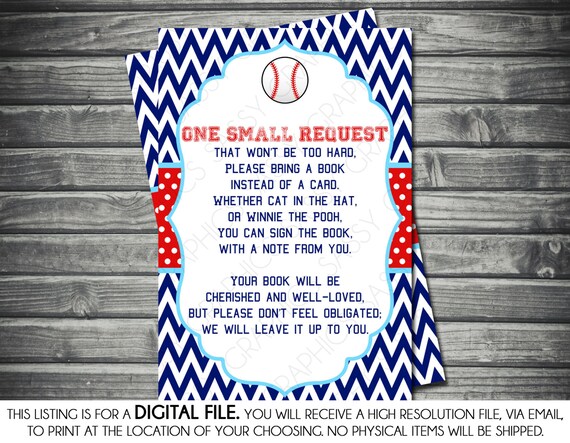 Boys Baby Shower Bring A Book Insert Card Baseball Chevron Polka Boys Baby Shower Bring A Book Insert Card Baseball Chevron Polka