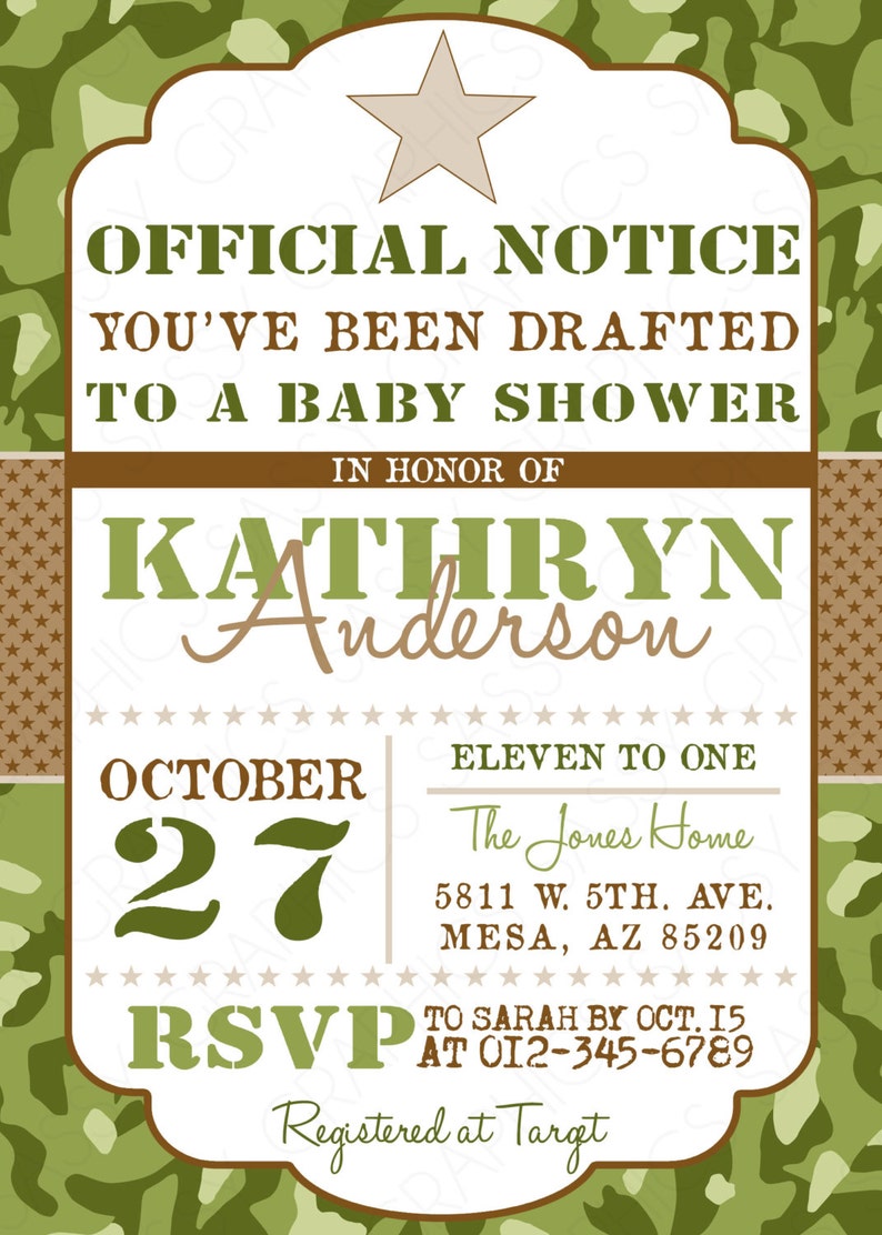 Camo Boy Baby Shower Invite Military Baby Shower Invitation Etsy