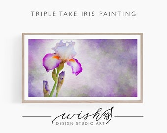 Samsung Frame TV Art | Digital Download Floral Frame TV Art Iris Painting TV Artwork Watercolor Floral Iris Painting Floral Painting