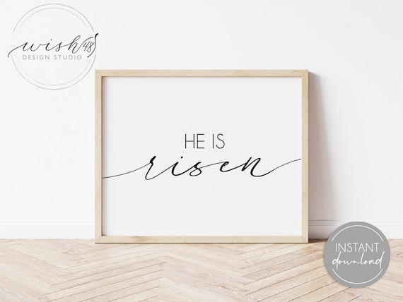 He Is Risen Print, Easter Printable, Easter Decor, He Is Risen Quote, LDS Poster, Christian Quote, Christian Art, Easter Wall Art Il_570xn