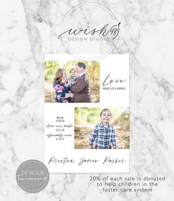 Love Made Us a Family Adoption Announcement, Adoption Party Invitations, Photo Adoption Party Cards, Adoption Card, Adoption Announcement Il_570xn