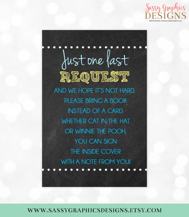 Bring A Book Insert Card Instead Of A Card One Small Request | Etsy