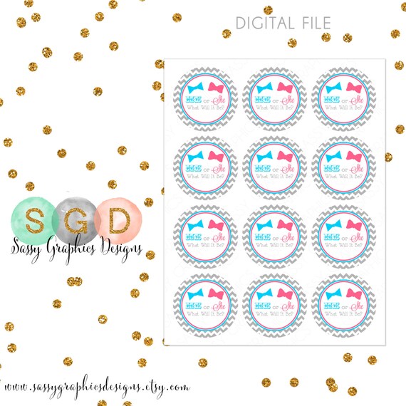Gender Reveal Cupcake Toppers Boy Or Girl Baby Shower