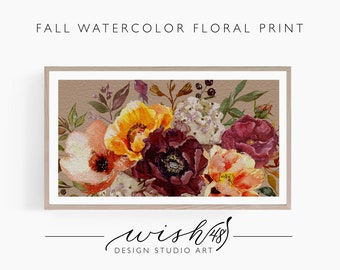 Samsung Frame TV Art Digital Download Frame TV Art Hello Fall TV Artwork Watercolor Fall Watercolor Artwork Hello Fall Print Fall Floral Art