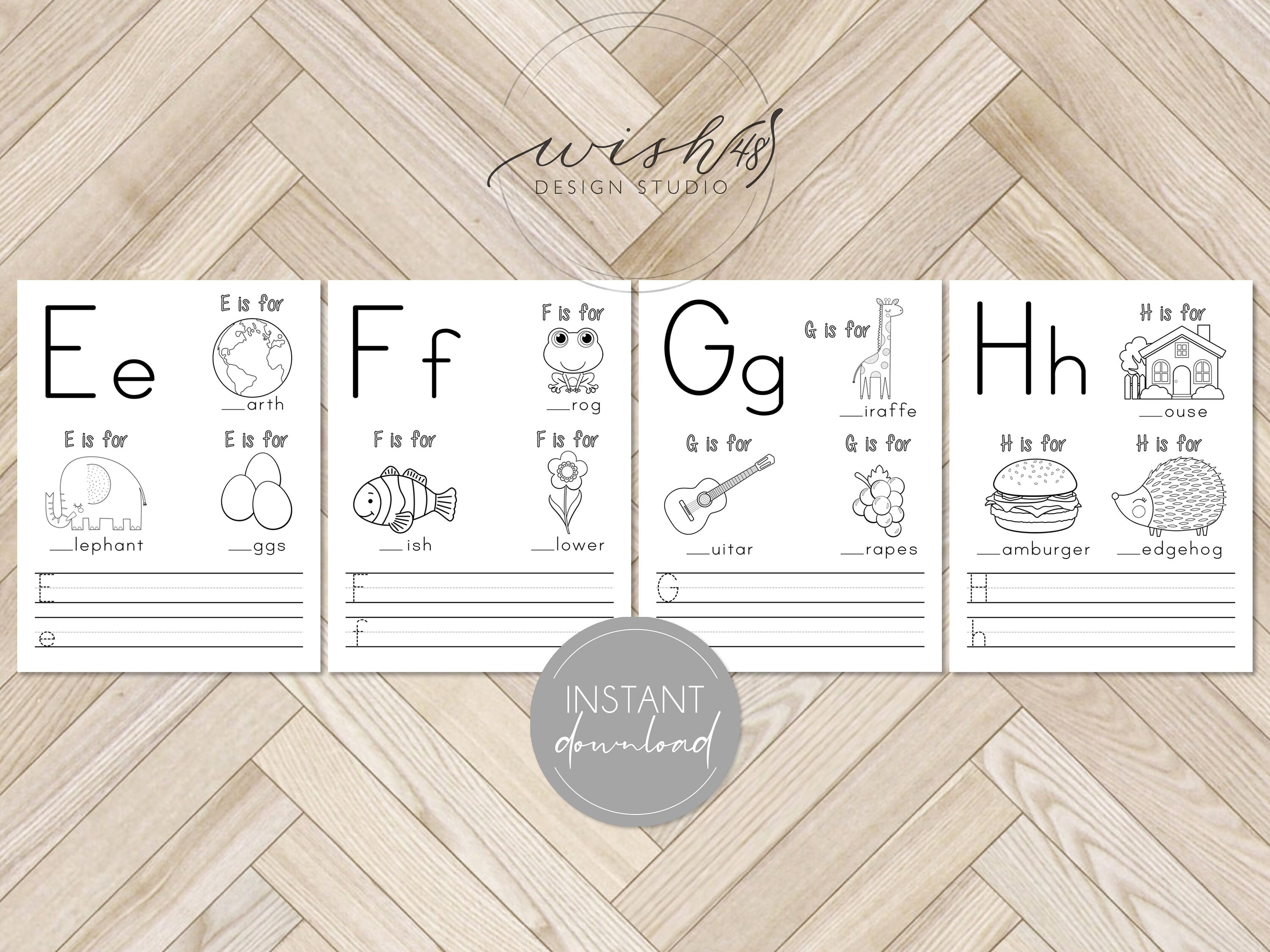 Printable Alphabet Letter Worksheets Preschool Worksheets | Etsy
