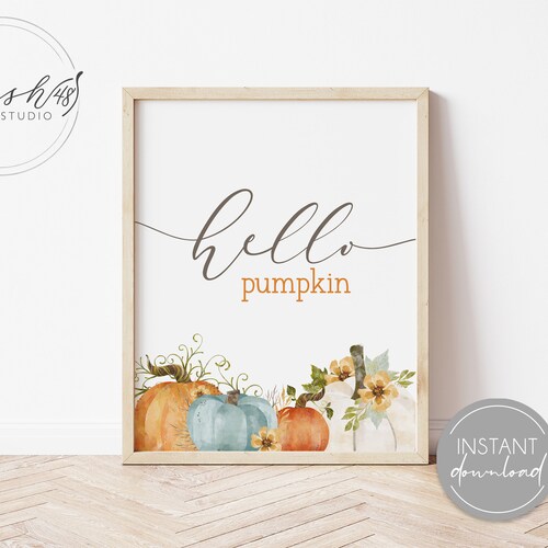 Hello Pumpkin Home Decor Printable Autumn Home Decor Autumn Etsy