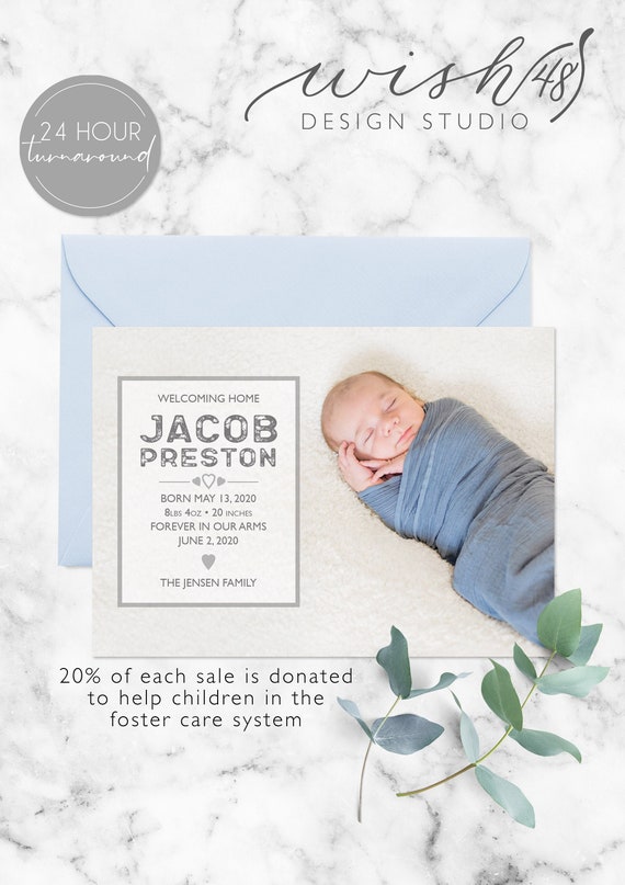Welcoming Home Adoption Announcement, Adoption Party Invitations, Photo Adoption Party Cards, Baby Announcement, Adoption Announcement Il_570xn