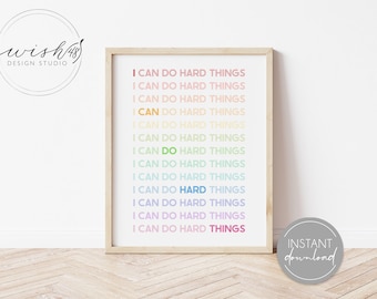 Puedo hacer cosas difíciles, cartel de afirmación, arte de pared de afirmación, impresión motivacional, cita inspiradora, decoración de oficina, decoración del hogar