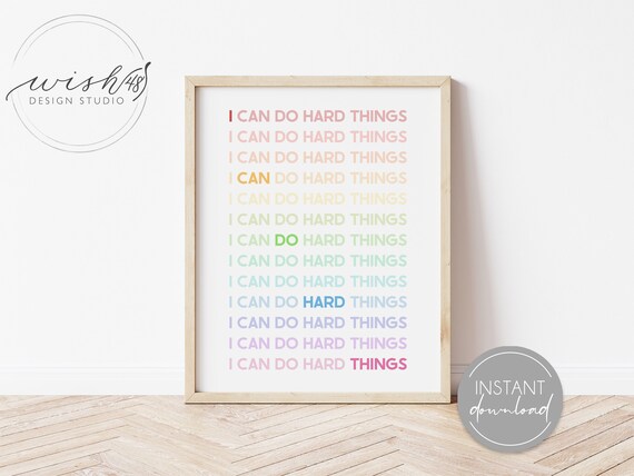 I Can Do Hard Things, Affirmation Poster, Affirmation Wall Art, Motivational Print, Inspirational Quote, Office Decor, Home Decor Il_570xn