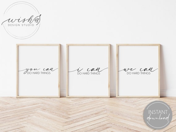 I Can Do Hard Things, You Can Do Hard Things, We Can Do Hard Things, Black and White Poster, Motivational Print, Office Decor, Home Decor Il_570xn