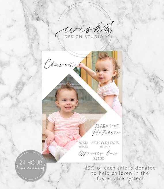 Chosen Adoption Announcement, Adoption Party Invitations, Photo Adoption Party Cards, Adoption Card, Adoption Announcement, Wanted Chosen Il_570xn