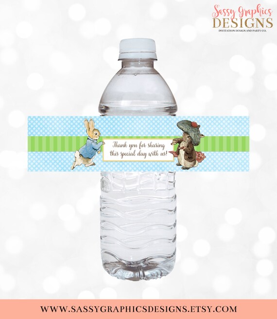 Peter Rabbit Water Bottle Wrappers Baby Shower Wrappers Birthday Party Decor Party Printable Peter Rabbit Party Favor Tag Download PDF (#2) Il_570xn